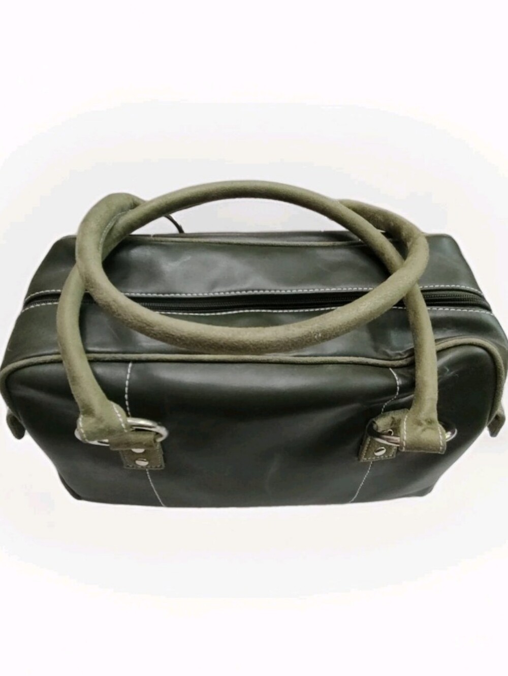 Lambertson Truex Olive Green Leather/Suede Doctor Style Handbag Wrap Top Handles